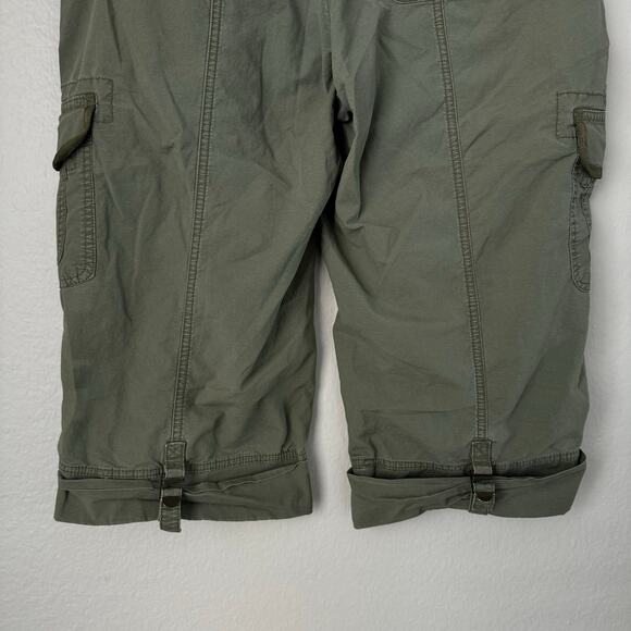 Vintage Faded Glory Womens Green Cargo Capri Pant Cuffed Utility Outdoor Size 16 - Picture 7 of 10